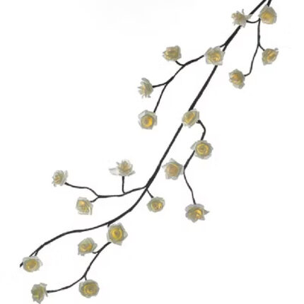 GUIRNALDA DE ROSAS BLANCAS C/LUCE LED